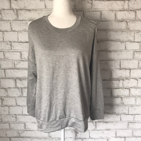Gray Long Sleeve Cold Shoulder Top - Picture 3 of 7
